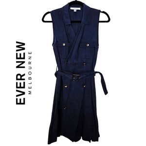Ever New Navy Sleeveless Belted Dress